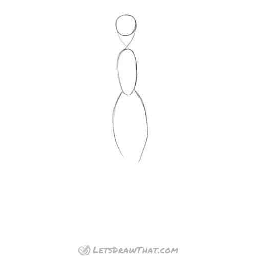 Drawing step: Sketch the base head and body shapes