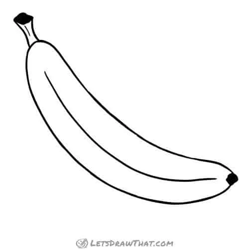 How to draw a banana with the skin on: finished outline drawing