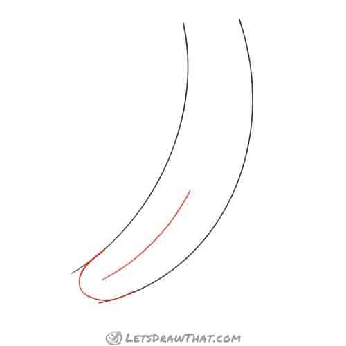 Drawing step: Draw the lower banana tip