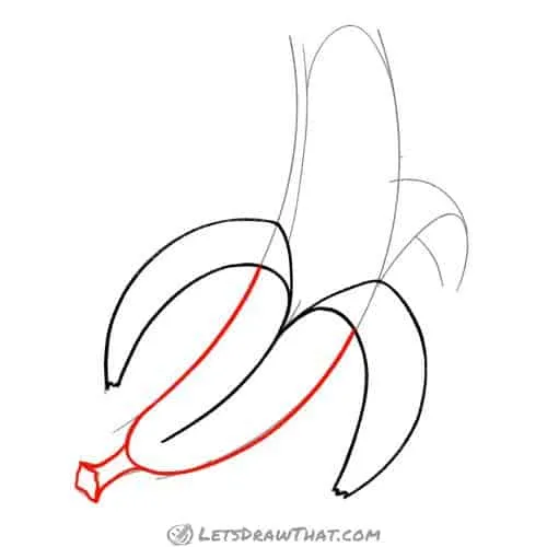 Drawing step: Draw the lower banana half