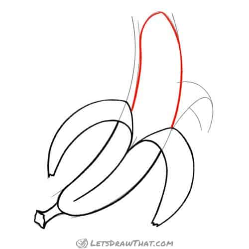 Drawing step: Draw the peeled banana
