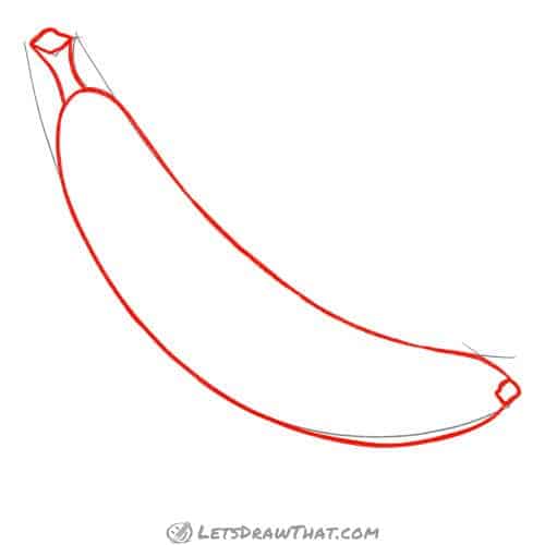 Drawing step: Outline the banana shape