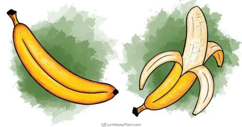 How to Draw a Banana – With the Skin and Peeled - step-by-step-drawing tutorial featured image