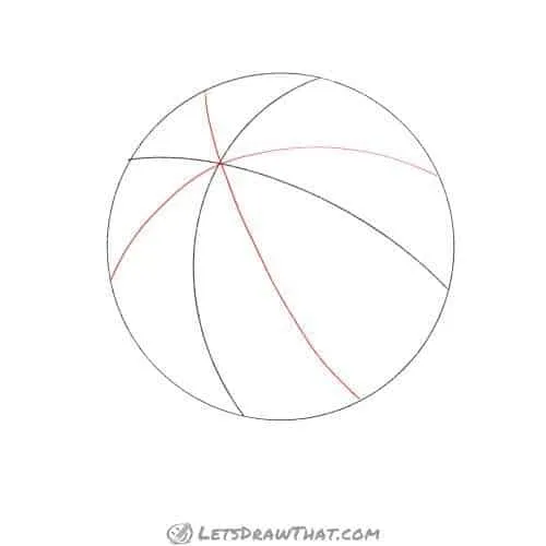 Drawing step: Divide the basketball into eighths