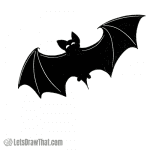 How to draw a bat silhouette: finished outline drawing