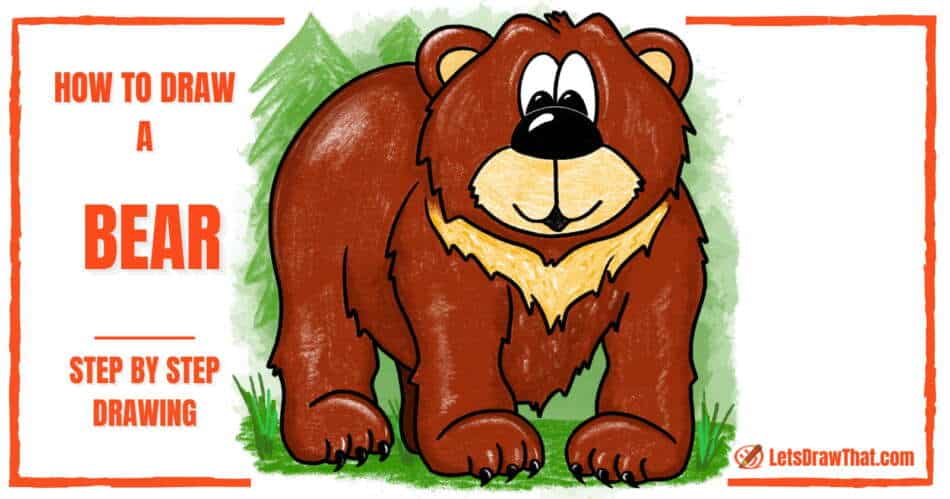 How To Draw a Bear - An Easy and Cute Wild Bear Drawing - step-by-step-drawing tutorial featured image