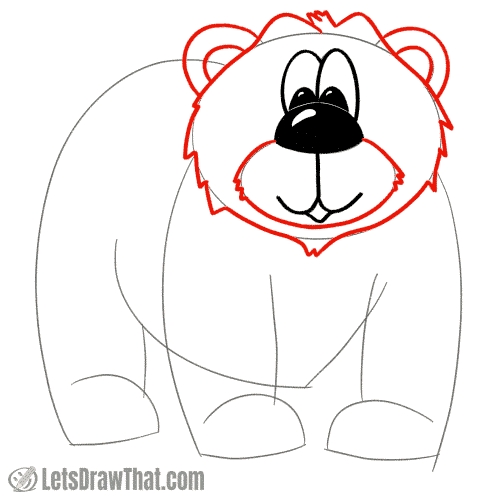 Drawing step: Draw the bear's head