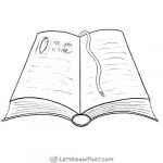 How to draw a book: finished open book outline drawing
