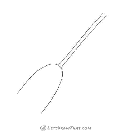 Drawing step: Draw the broom handle and head base shape