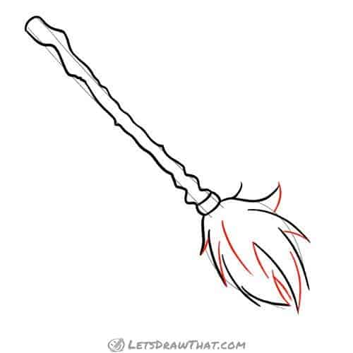 Drawing step: Draw the inner broom head bristles
