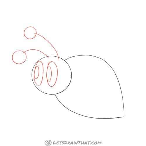 Drawing step: Draw the eyes and antennae