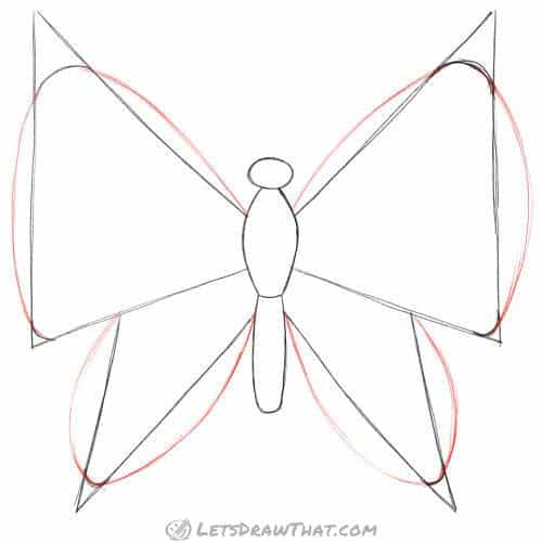 Drawing step: Complete the butterfly wings