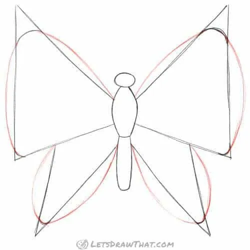Drawing step: Complete the butterfly wings