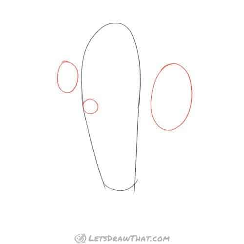 Drawing step: Mark ovals for the "arms"