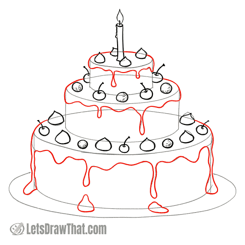 Drawing step: Draw the cake icing