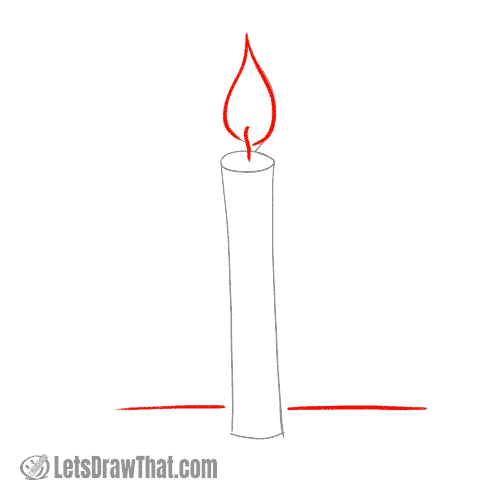 Drawing step: Draw the candle wick and flame