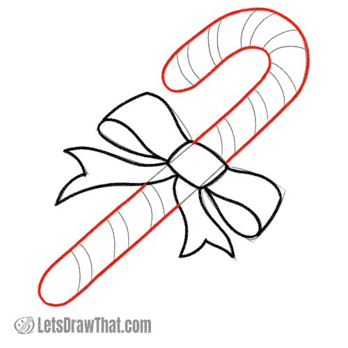 Drawing step: Draw the outer candy cane shape