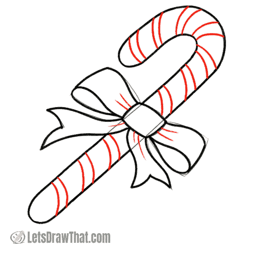 Drawing step: Draw the candy cane stripes