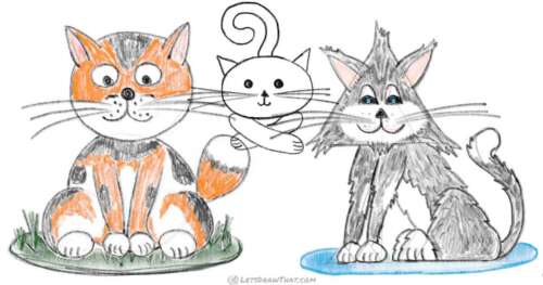 How to draw a cat using simple shapes - step-by-step-drawing tutorial featured image
