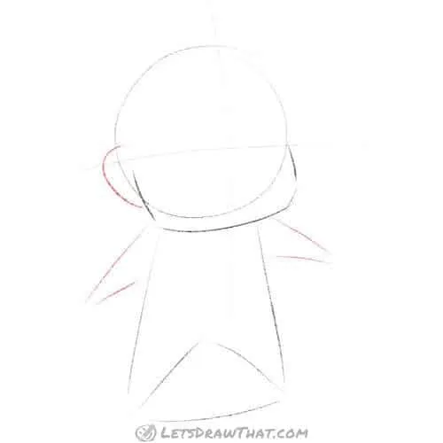 Drawing step: Add an ear and arms