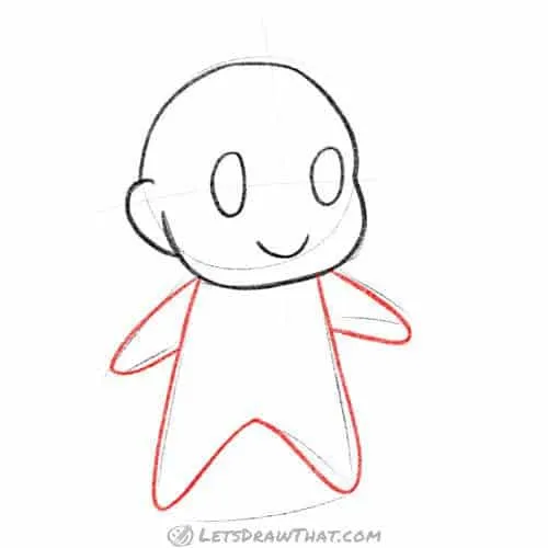 Drawing step: Outline the chibi body