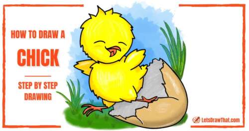 How To Draw a Chick - A Cute Cartoon Baby Chick Drawing - step-by-step-drawing tutorial featured image