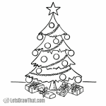 Christmas tree drawing: finished outline