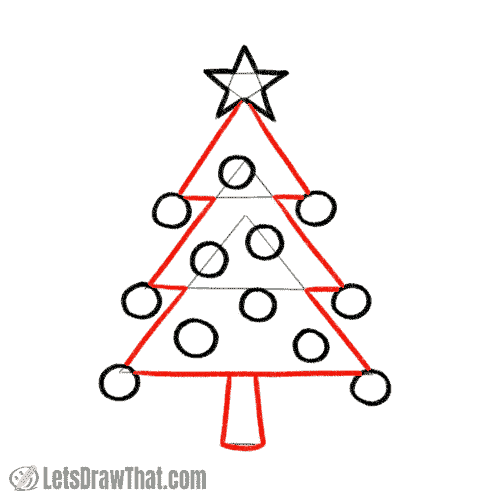 Drawing step: Draw the Christmas tree outline
