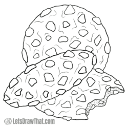 How to draw a pile of cookies: finished outline drawing