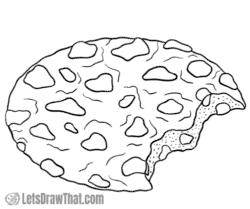 How to draw a cookie from the side view: finished outline drawing