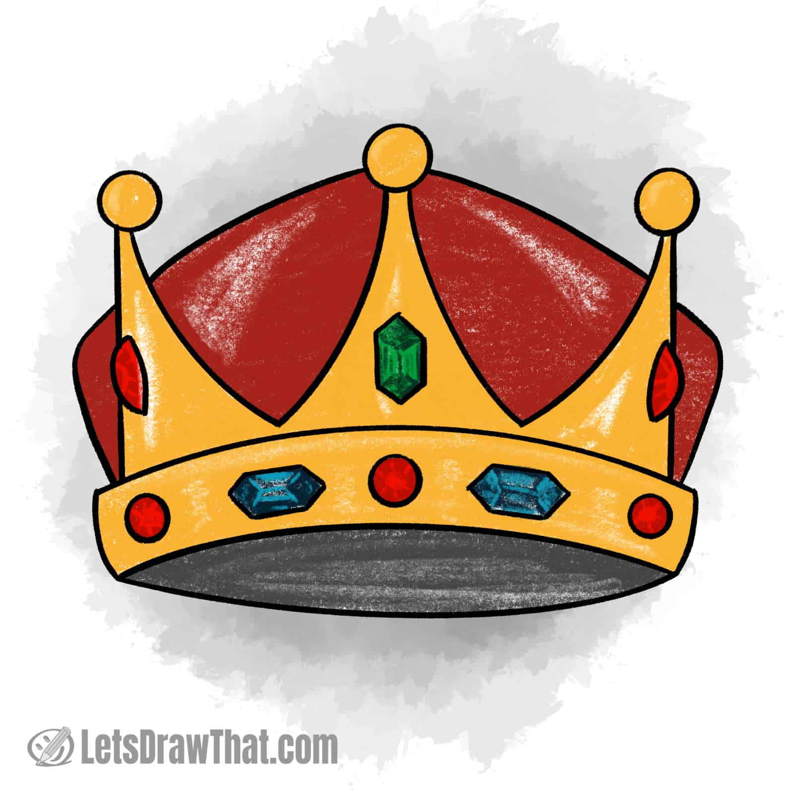 Easy crown drawing coloured-in