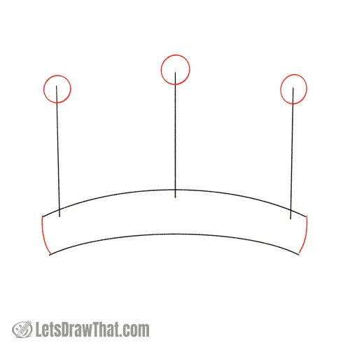 Drawing step: Close the crown headband and add the round tops