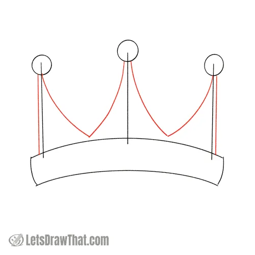 Drawing step: Draw the crown peaks