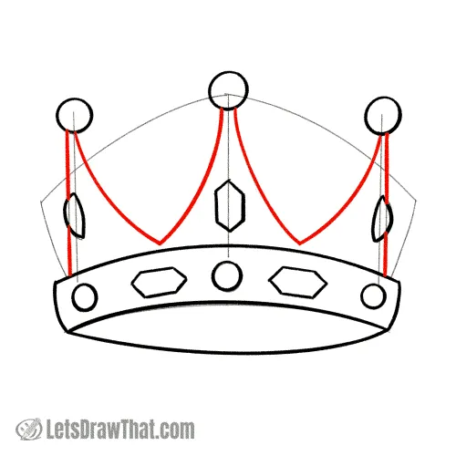 Drawing step: Draw the crown itself