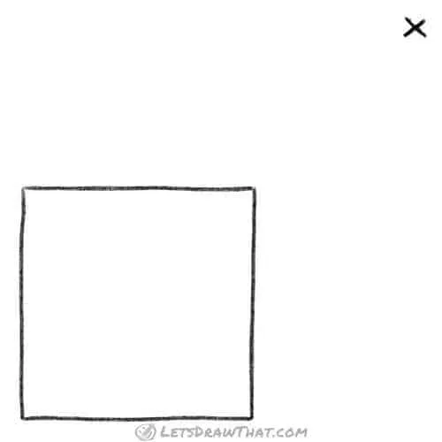 Drawing step: Draw a square and the vanishing point