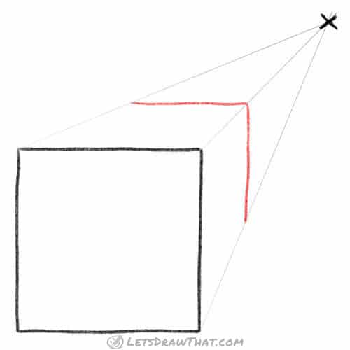 Drawing step: Draw the far edges of the cube