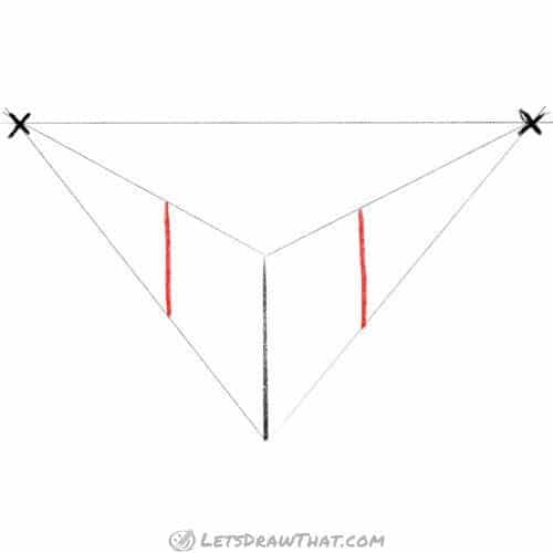 Drawing step: Draw the outer edges of the cube