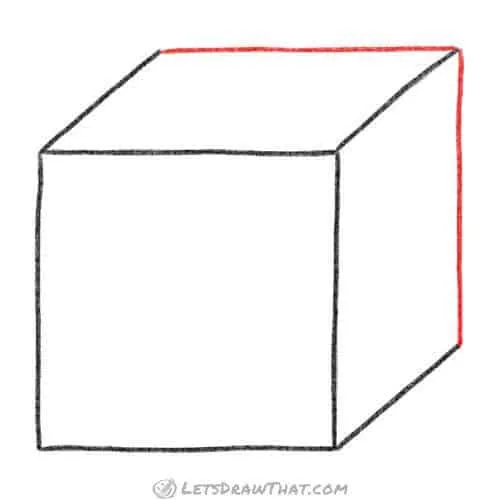 Drawing step: Draw the rear edges to finish the cube