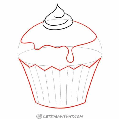 Drawing step: Draw the topping and cup