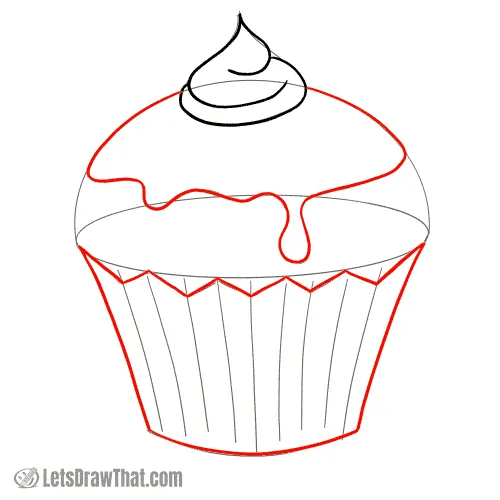 how to draw a cute cupcake step by step