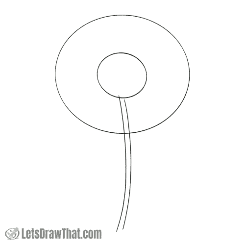 Drawing step: Sketch the flower guideline circles and the stem