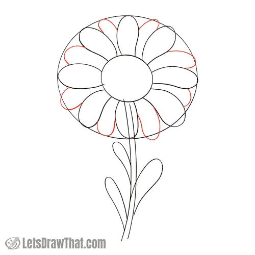 Drawing step: Add a second layer of petals behind