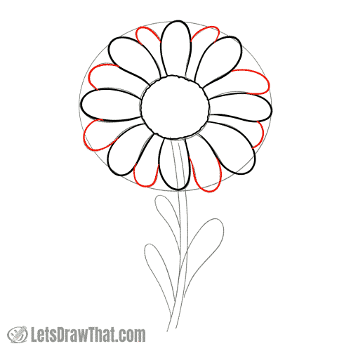 Drawing step: Draw the second layer of flower petals