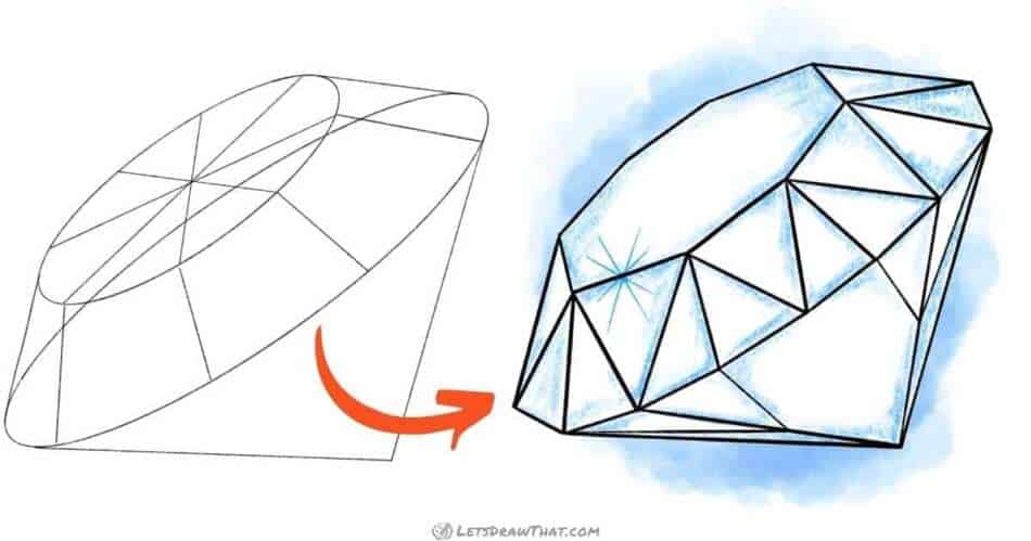 How to draw a diamond - easy steps to the complex shape - step-by-step-drawing tutorial featured image