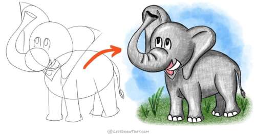 How to Draw an Elephant – Easy Step by Step Drawing - step-by-step-drawing tutorial featured image