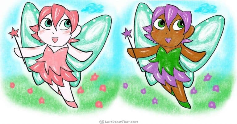 How to draw a fairy in a cute chibi style - step-by-step-drawing tutorial featured image
