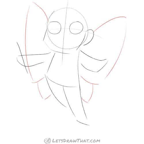 Drawing step: Sketch the wings