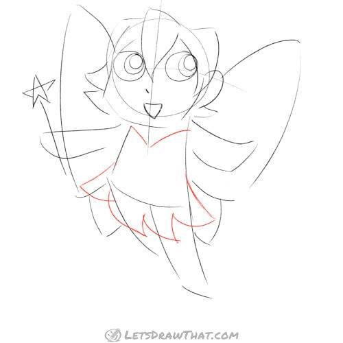 Drawing step: Sketch the Fairy’s dress
