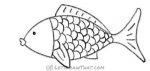 How to draw a fish from two simple arcs​: finished outline drawing