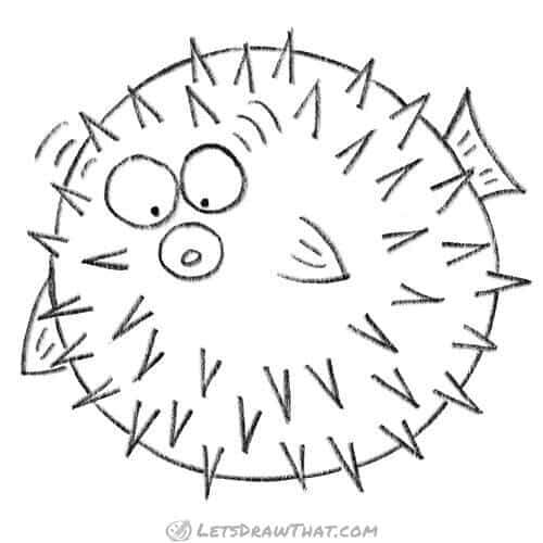 How to draw a fish from circles: finished outline drawing